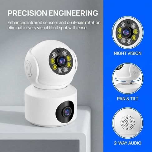 كاميرا WiFi 1080P HD للمراقبة عن بعد، كاميرا أمان داخلية لمراقبة الأطفال وكاميرا الكلب مع صفارة صوت ثنائية الاتجاه وكشف الحركة بالأشعة تحت الحمراء للرؤية الليلية وقاعدة مغناطيسية وسحابة وتخزين بطاقة TF باللون الأبيض in Kuwait