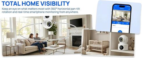 كاميرا WiFi 1080P HD للمراقبة عن بعد، كاميرا أمان داخلية لمراقبة الأطفال وكاميرا الكلب مع صفارة صوت ثنائية الاتجاه وكشف الحركة بالأشعة تحت الحمراء للرؤية الليلية وقاعدة مغناطيسية وسحابة وتخزين بطاقة TF باللون الأبيض in Kuwait