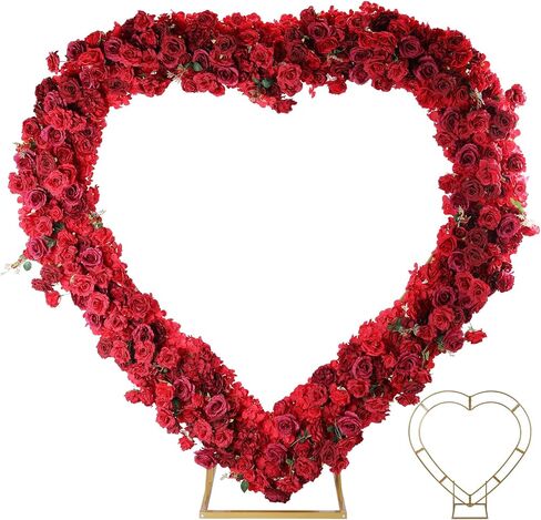 قلب زهرة الزفاف قوس انفصال الحديد الفن الزهور خلفية الوقوف 3FT كبير معدن القلب روز إطار الزفاف لحفل عيد الحب عيد ميلاد حزب الديكور in Kuwait