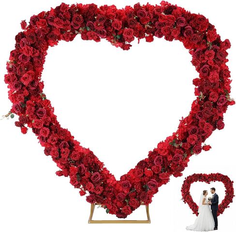 قلب زهرة الزفاف قوس انفصال الحديد الفن الزهور خلفية الوقوف 3FT كبير معدن القلب روز إطار الزفاف لحفل عيد الحب عيد ميلاد حزب الديكور in Kuwait