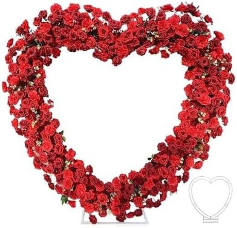 قلب زهرة الزفاف قوس انفصال الحديد الفن الزهور خلفية الوقوف 3FT كبير معدن القلب روز إطار الزفاف لحفل عيد الحب عيد ميلاد حزب الديكور in Kuwait