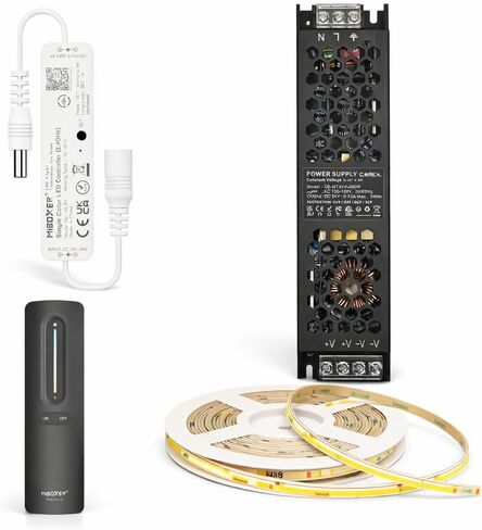 مجموعة التحكم عن بعد MLR1 Mini LED Controller & C3 Black CCT Remote Bundle (محرك 24V 200W IP20 LED + شريط COB LED 24V 480LED/m CRI90 3000K أبيض دافئ) in Kuwait