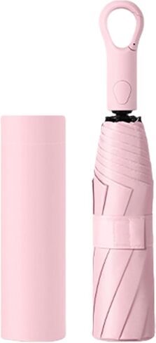 Ring Carabiner Handle Folding Travel Umbrella with Teflon Coating,Auto Open/Close,UPF 50+,UV Protection,Rain & Sun,Compact Lightweight,8 Ribs,Suitable for Men, Women & Kids,Backpack/Car in Saudi Arabia