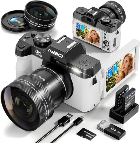 48MP Digital Cameras for Photography 5K, Autofocus Video Camera with 32GB TF Card & 2 Batteries,16X Zoom Anti-Shake Vlogging Camera for YouTube (Silver) in Kuwait