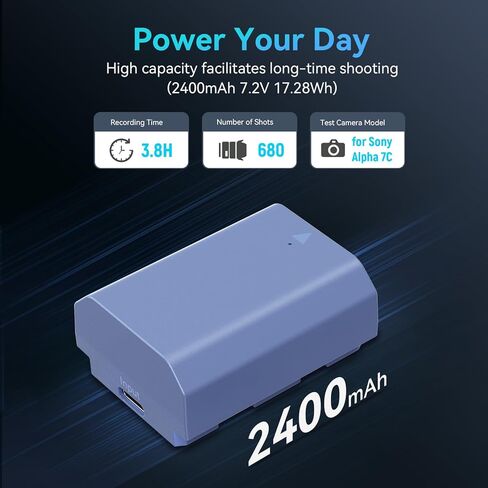 شاحن بطارية SMALLRIG NP-FZ100 وبطارية USB-C بديلة بقدرة 2400 مللي أمبير في الساعة لسوني in Kuwait