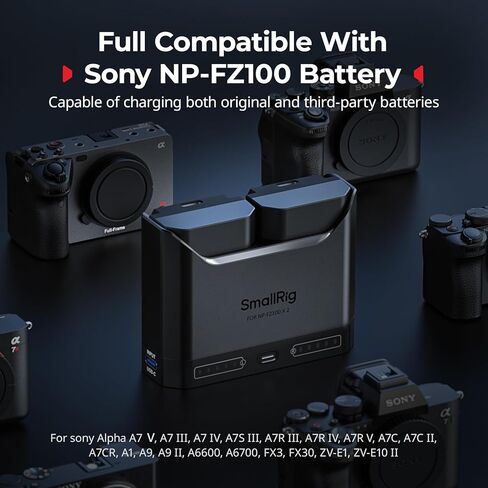 شاحن بطارية SMALLRIG NP-FZ100 وبطارية USB-C بديلة بقدرة 2400 مللي أمبير في الساعة لسوني in Kuwait