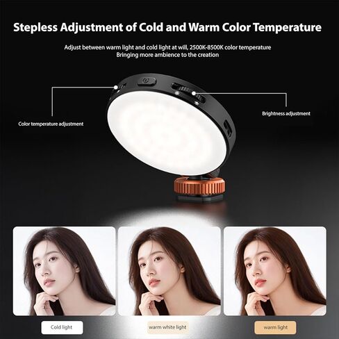 Yunseity Bi Color LED Video Light، FD-05 2500-8500K ضوء سيلفي محمول قابل للتعتيم مع فتحة لولبية 1/4 وحامل حذاء بارد، نوع C على فيديو الكاميرا للتصوير الفوتوغرافي لمدونات الفيديو in Kuwait