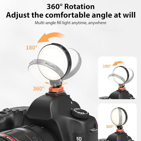 Yunseity Bi Color LED Video Light، FD-05 2500-8500K ضوء سيلفي محمول قابل للتعتيم مع فتحة لولبية 1/4 وحامل حذاء بارد، نوع C على فيديو الكاميرا للتصوير الفوتوغرافي لمدونات الفيديو in Kuwait
