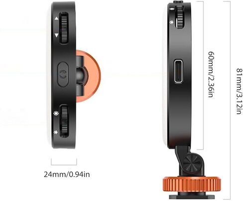 Yunseity Bi Color LED Video Light، FD-05 2500-8500K ضوء سيلفي محمول قابل للتعتيم مع فتحة لولبية 1/4 وحامل حذاء بارد، نوع C على فيديو الكاميرا للتصوير الفوتوغرافي لمدونات الفيديو in Kuwait