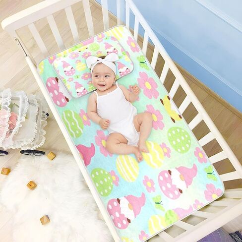 غطاء مرتبة سرير أطفال مقاوم للماء من Cooling Baby مقاس 28 بوصة × 52 بوصة يسمح بمرور الهواء لعيد الفصح وبيضة الأرنب والصيد للبالغين والأطفال والكبار in Kuwait