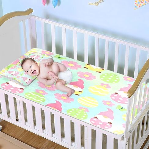 غطاء مرتبة سرير أطفال مقاوم للماء من Cooling Baby مقاس 28 بوصة × 52 بوصة يسمح بمرور الهواء لعيد الفصح وبيضة الأرنب والصيد للبالغين والأطفال والكبار in Kuwait