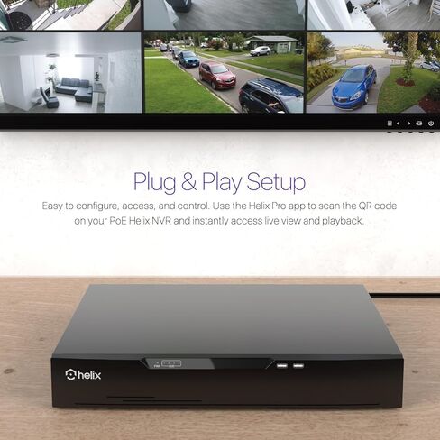 Helix 4K 8CH AI NVR (8-Port PoE)، Smart NVR، الكشف عن الإنسان والكشف عن المركبات - يدعم 8 × 4K كاميرات IP، يدعم 1 × 8 تيرابايت HDD (غير متضمن) HLX-NV3808E in Kuwait