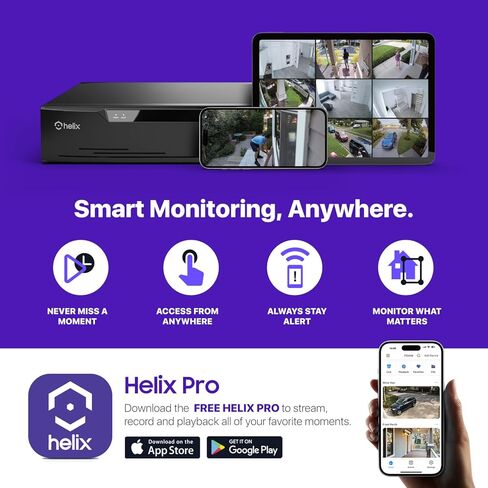 Helix 4K 8CH AI NVR (8-Port PoE)، Smart NVR، الكشف عن الإنسان والكشف عن المركبات - يدعم 8 × 4K كاميرات IP، يدعم 1 × 8 تيرابايت HDD (غير متضمن) HLX-NV3808E in Kuwait