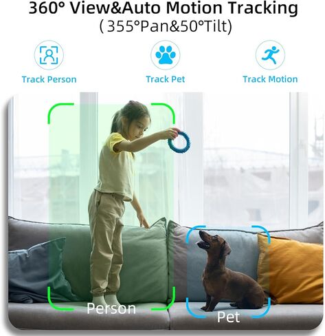 كاميرا أمان 2K Pan/Tilt لمراقبة الأطفال 5G و2.4G، عبوتان من كاميرا الأطفال (مكون إضافي) مع كشف البكاء، كشف الحركة، صوت ثنائي الاتجاه، صفارة الإنذار، رؤية ليلية، تخزين سحابي وبطاقة SD، تعمل مع Alexa in Kuwait