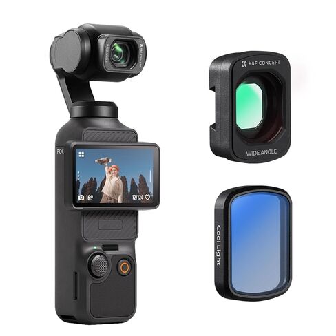 K&F CONCEPT Magnetic Wide Angle Lens & 1/4 Black Diffusion Filter Set Compatible with DJI Osmo Pocket 3, 2 Pack Wide-Angle Lens Black Diffusion 1/4 Filter, Magnetic Attach/Multi-Coated/Optical Glass in Kuwait