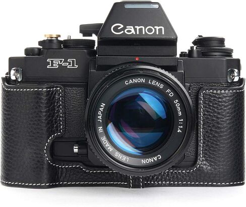 F-1 Case, BolinUS Handmade Genuine Real Leather Half Camera Case Bag Cover for Canon New F-1 Camera with Hand Strap (Coffee) in Saudi Arabia