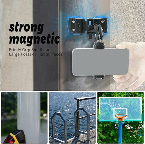 حامل سياج مغناطيسي متوافق مع Mevo Start Pocket3 GoPro Insta360 DJI، حامل رأس كروي مزدوج، متوافق مع iPhone Mevo، ملحقات البث المباشر لألعاب كرة السلة البيسبول in Kuwait