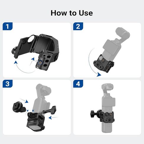 NEEWER Pocket 4 Cage، جهاز فيديو كاميرا Gimbal واقٍ مع محول تثبيت الحذاء البارد وخيوط 1/4 بوصة لملحقات التصوير الفوتوغرافي لكاميرا الحركة، متوافق مع DJI Osmo Pocket 4 فقط، AC069 in Kuwait