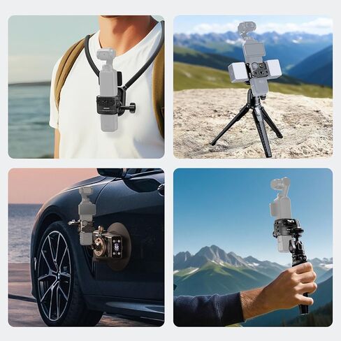 NEEWER Pocket 4 Cage، جهاز فيديو كاميرا Gimbal واقٍ مع محول تثبيت الحذاء البارد وخيوط 1/4 بوصة لملحقات التصوير الفوتوغرافي لكاميرا الحركة، متوافق مع DJI Osmo Pocket 4 فقط، AC069 in Kuwait