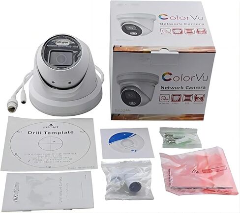 كاميرا DS-2CD2387G2-LU 4K 8MP Color-Vu Acusense Turret POE IP خارجية، إصدار ليلي كامل الألوان 247 لونًا، H.265+، عدسة 2.8 مم، نطاق عريض النطاق حقيقي 130 ديسيبل، ميكروفون مدمج، اكتشاف الإنسان والمركبة متوافق مع in Kuwait