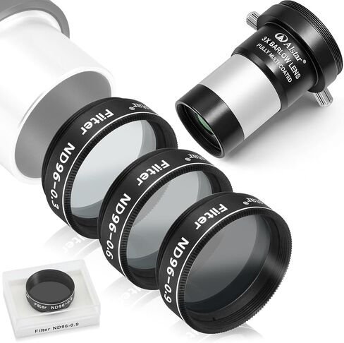 عدسة Alstar 1.25 بوصة 3X Barlow - حزمة مع - 1.25 بوصة مرشح تلسكوب القمر ND96-0.9 ND96-0.6 ND96-0.3 Kit in Kuwait