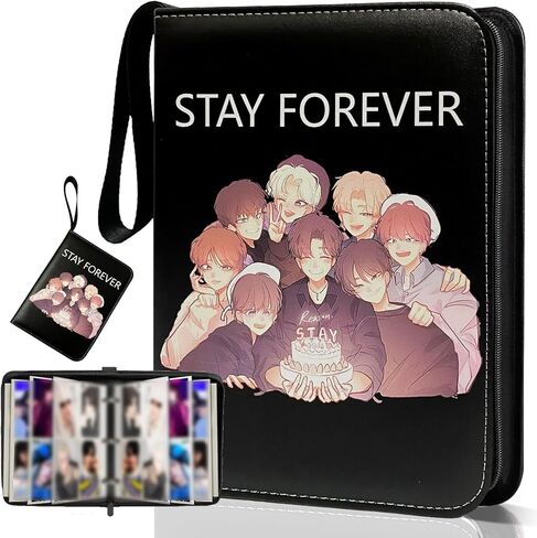 Cute Trading Photocard Binder, STAY Photo Album Cartoon Card Holder Book Storage 400 Cards with Sleeves for Lomo Cards Gift - Boys & Girls, idol Photo Protect (Dark, 4 Pockets) in Saudi Arabia
