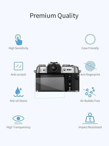 X-T5 2 Pack واقي شاشة الكاميرا لكاميرا Fujifilm X-T5 XT-5، رفيع للغاية ومضاد لبصمات الأصابع ومضاد للخدش وصلابة 9H وحواف مستديرة 2.5D واقٍ من الزجاج المقوى. in Kuwait