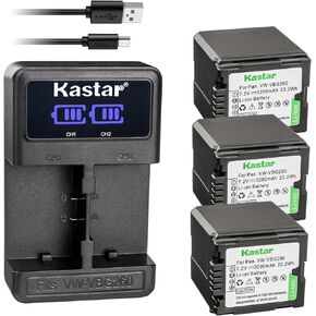 Kastar LCD Dual USB Charger Compatible with Panasonic HDC-SD8K, HDC-SD9, HDC-SD9EG-K, HDC-SD9EG-S, HDC-SD9GK, HDC-SD9-8GB, HDC-SD10, HDC-SD10K, HDC-SD20, HDC-SD20K, HDC-SD100 in Kuwait