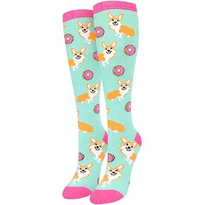 Zmart Funny Animal Lover Gifts For Women, Novelty Cat Book Llama Unicorn Chicken Corgi Sloth Knee High Socks in Saudi Arabia