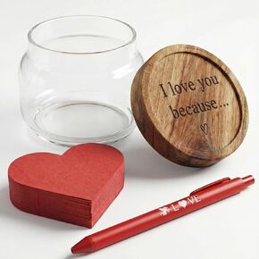 Notes Jar Love You Because Jar with 100 Note Cards and 1 Pcs Pen, Valentines Day Anniversary Birthday Gift for Boyfriend Girlfriend Wife Husband Newlywed Gifts for the Couple(Classic) in Saudi Arabia
