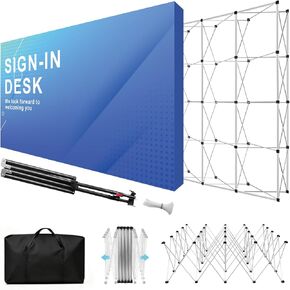 10x17 FT Pop Up Display Stand Portable Tension Fabric Backdrop Booth Frame with Carrying Bag Collapsible Stand Only for Wedding Exhibition Events in Kuwait