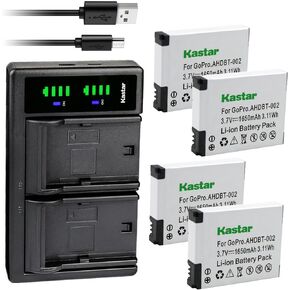Kastar 4-Pack Battery and LTD2 USB Charger Compatible with Gopro HD HERO Naked, Gopro HD HERO 960, GoPro Hero HD 1080p Digital Camera, Gopro HD HERO2 Outdoor Edition, Gopro HD HERO2 Motorsport Edition in Kuwait