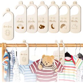 7pcs Baby Closet Dividers for Clothes Organization, Wooden Double-Sided Baby Clothes Dividers for Closet, Wooden Baby Clothes Organizer from Newborn to 24 Months in Saudi Arabia