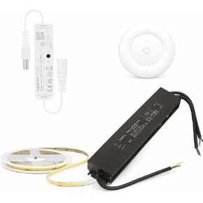 Remote Kit MLR1 Mini Single Color LED Controller & K3S White Rotating Wheel Remote Bundle (24V 400W IP67 LED Driver + 24V COB LED Strip 480LED/m CRI90 4000K Natural White) in Kuwait