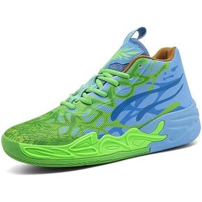 Men's Multicolour High Top Lace Up Breathable Mesh Upper Basketball Shoes with Vibrant Fluorescent Gradient Design Comfort for Basketball Training Court Games Tennis Volleyball Athletic Activities in Saudi Arabia