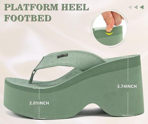 ONCAI Women’s Platform Chunky Sandals With Arch Support Trendy Fashion Summer Vacation Wedge Flip Flops for Women Soft Walking Outdoor Ladies Heels Shoes Rubber Soles US Size 5-11 in Kuwait