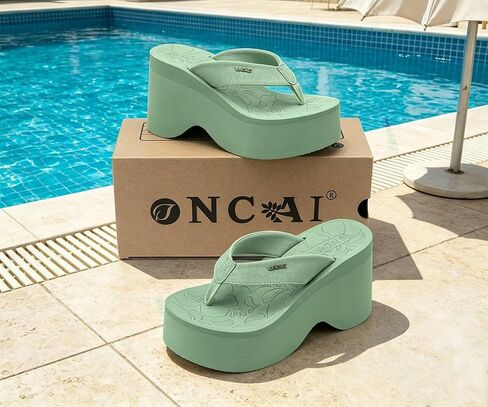 ONCAI Women’s Platform Chunky Sandals With Arch Support Trendy Fashion Summer Vacation Wedge Flip Flops for Women Soft Walking Outdoor Ladies Heels Shoes Rubber Soles US Size 5-11 in Kuwait