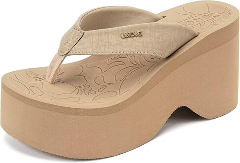 ONCAI Women’s Platform Chunky Sandals With Arch Support Trendy Fashion Summer Vacation Wedge Flip Flops for Women Soft Walking Outdoor Ladies Heels Shoes Rubber Soles US Size 5-11 in Kuwait