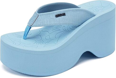 ONCAI Women’s Platform Chunky Sandals With Arch Support Trendy Fashion Summer Vacation Wedge Flip Flops for Women Soft Walking Outdoor Ladies Heels Shoes Rubber Soles US Size 5-11 in Kuwait