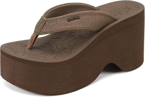 ONCAI Women’s Platform Chunky Sandals With Arch Support Trendy Fashion Summer Vacation Wedge Flip Flops for Women Soft Walking Outdoor Ladies Heels Shoes Rubber Soles US Size 5-11 in Kuwait