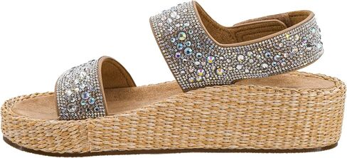 صندل نسائي من Corkys Footwear Heatwave - بكعب 5.08 سم، ونعل داخلي مبطن من مادة EVA، وحزامين علويين مع إغلاق بخطاف وحلقة، ونعل خارجي مغلف بالرافية in Kuwait