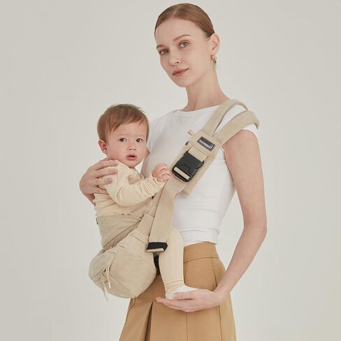GOOSEKET 365 Toddler Carrier Plus – Lightweight Baby Carrier, Adjustable Shoulder Strap, Compact Travel Carrier with Detachable Waist Bag (6 Months-4 Years Old / 11–44lbs) (Beige) in Saudi Arabia