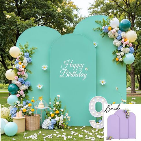 White Blue Arch Backdrop Covers 7.2FT 6.6FT 6FT Baby Shower Wedding Photo Bridal Shower Birthday Party Arch Covers Stretchy Backdrop Set of 3 Spandex in Kuwait