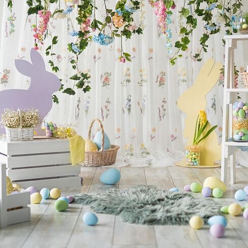 Tegeme 10x10ft زهرة برية الديكور خلفية الستائر التطريز محض الأزهار خمر الديكور لحفل زفاف الطفل دش عيد ميلاد الصيف الربيع عيد الفصح حزب التصوير الخلفية in Kuwait