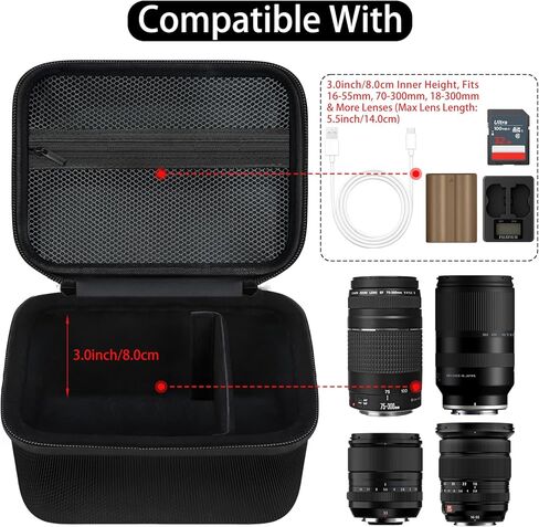 Hard Carrying Case for Canon AE-1 35mm & 50mm/ EOS R6 Mark III/II/EOS Rebel T7 DSLR/R50 (Adjustable Dividers & Mesh Pocket) (Case Only) in Kuwait