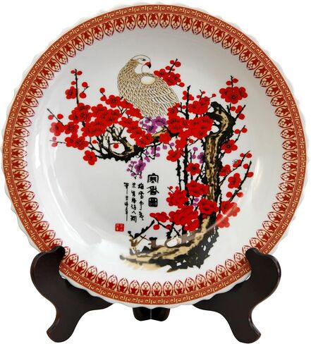 Red Lantern 14" Rose Medallion Platter Porcelain Centerpiece Display in Saudi Arabia