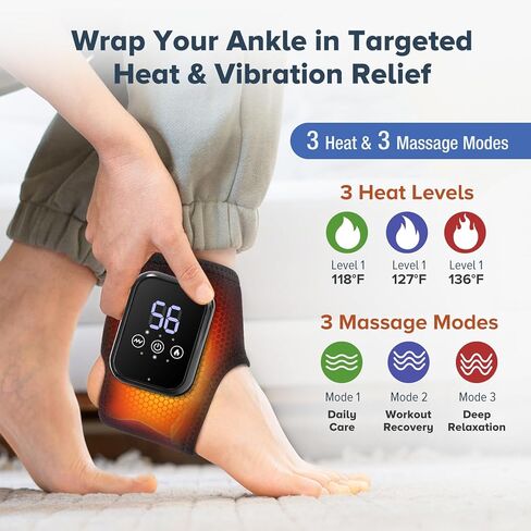 Cordless Heated Knee Massager with 6 Heating Levels 3 Vibrations 3 Timer Settings Heating Pad for Knee Pain Relief Heating Pad for Shoulder Elbow Stress Relief in Saudi Arabia