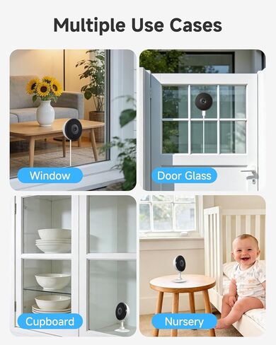 Noorio 2K 4MP Window Camera, 2.4GHz & 5GHz WiFi Indoor Cameras for Home Security with AI Person & Motion Detection, Blacklight Full Color Night Vision, 2-Way Audio, 24/7 Recording, Alexa, Easy Install in Kuwait