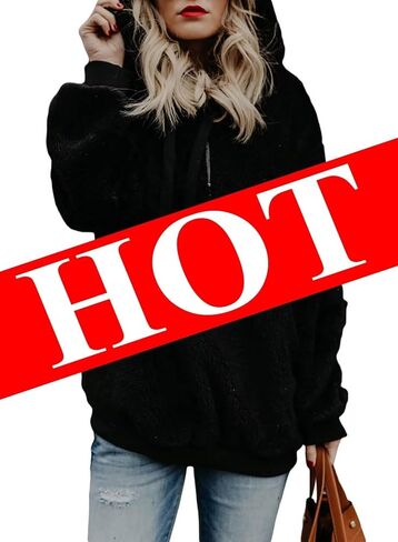 Acelitt Womens Oversized Fuzzy Fleece Sweatshirts with Pockets,S-XXL in Saudi Arabia