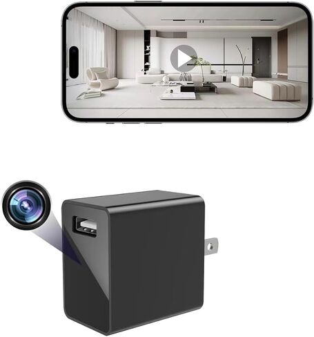 كاميرا شاحن USB HiSpyCam - كاميرا توصيل لاسلكية - دقة Full HD 1080P - زاوية واسعة 140 درجة - كاميرا WiFi Nanny Cam لأمن المكتب المنزلي - تنبيهات كشف الحركة in Kuwait